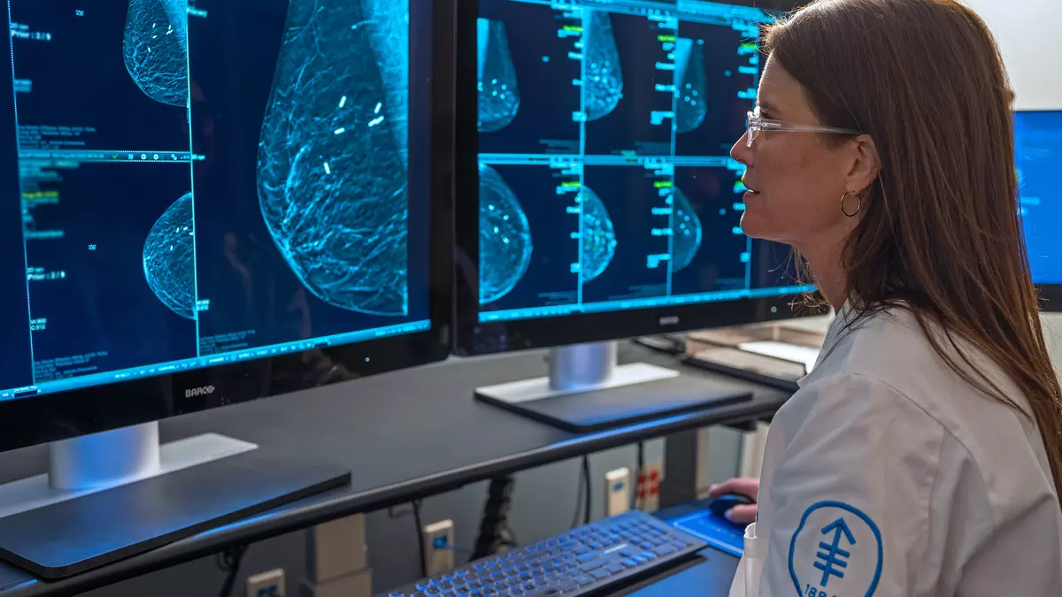 Dr. Lori H. Kelly, Director of Radiology at MSK Nassau, looks at breast images.