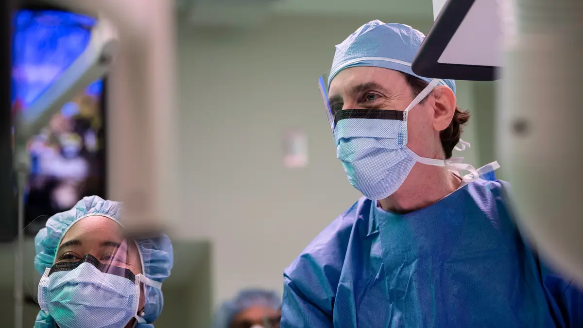 Interventional radiologist Dr. Stephen Solomon in the operating room.