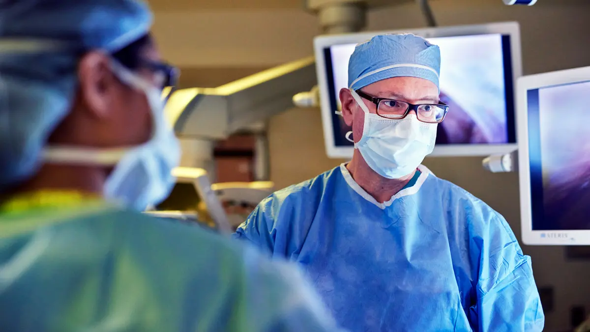 Thoracic surgeon Dr. David R. Jones in the operating room.